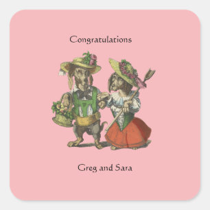 Victoriaans hondencadeau vierkante sticker