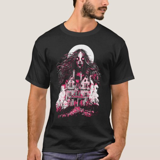 Victoriaans Horror Ghost Creepy Spooky Gothic Hall T-shirt (Voorkant)