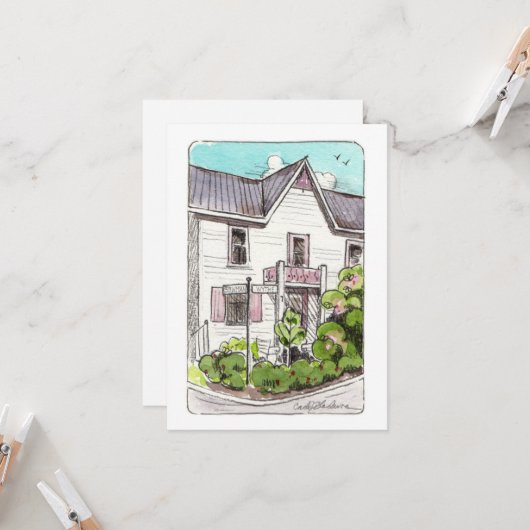 Victoriaans House Chautuaqua Institute Flat Card Kaart (Voorkant / Achterkant in situ)