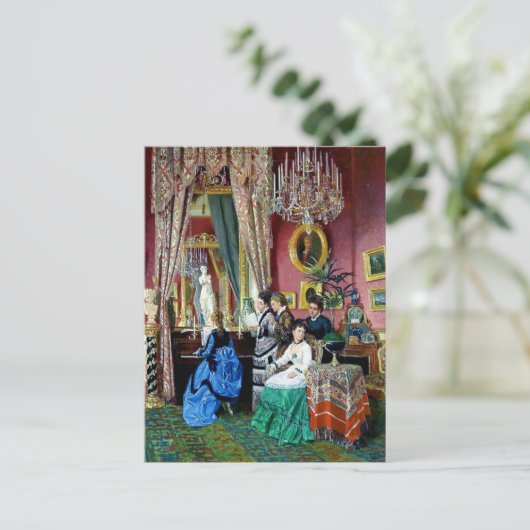 Victoriaans House Party Women Mannen Music schilde Briefkaart (Staand voorkant)