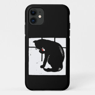 Victoriaans hout gesneden zwarte kat Case-Mate iPhone case