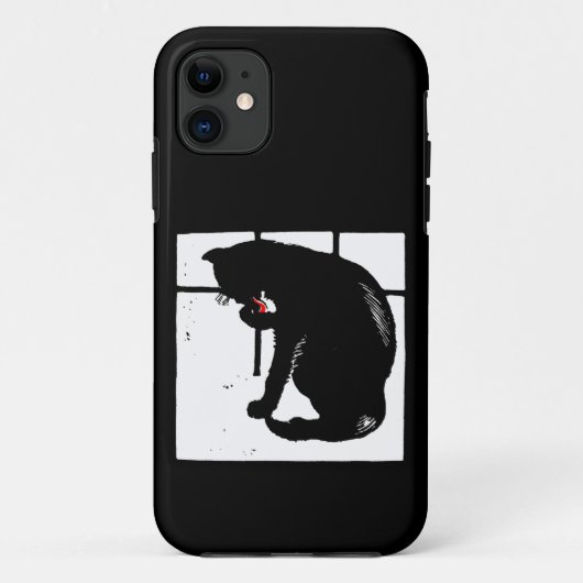 Victoriaans hout gesneden zwarte kat Case-Mate iPhone case (Achterkant)