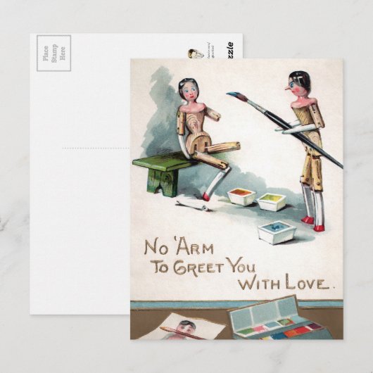  Victoriaans houten poppen die kerstmis schilderen Briefkaart (Voorkant / Achterkant)