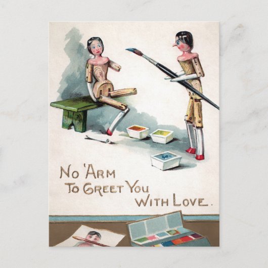  Victoriaans houten poppen die kerstmis schilderen Briefkaart (Voorkant)