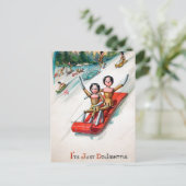  Victoriaans houten poppen met kerstmis Briefkaart (Staand voorkant)