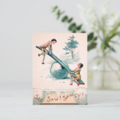  Victoriaans houten poppen met kerstmis Briefkaart (Staand voorkant)