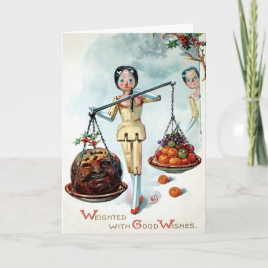  Victoriaans Houten Poppen Schaal Vakantie Kaart (Voorkant)