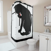 Victoriaans houtsnede Boerderij Animal Black Cat Douchegordijn (In situ)