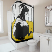 Victoriaans houtsnede Boerderij Dierlijke geiten Douchegordijn (In situ)