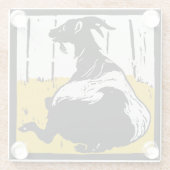 Victoriaans houtsnede Boerderij Dierlijke geiten Glazen Onderzetter (Achterkant)