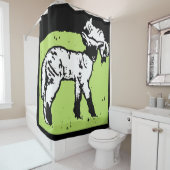 Victoriaans houtsnede Boerderij Dierlijke lammeren Douchegordijn (In situ)