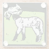 Victoriaans houtsnede Boerderij Dierlijke lammeren Glazen Onderzetter (Achterkant)