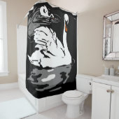 Victoriaans houtsnede Boerderij Dierlijke zwanen Douchegordijn (In situ)