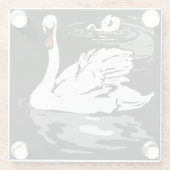 Victoriaans houtsnede Boerderij Dierlijke zwanen Glazen Onderzetter (Achterkant)