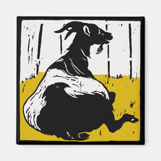 Victoriaans houtsnede Boerderij Diermagneten Geite Magneet (Voorkant)