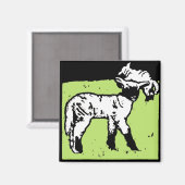 Victoriaans houtsnede Boerderij Diermagneten Lamme Magneet (Voorkant / Achterkant)