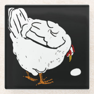 Victoriaans houtsnede boerderijdieren Kippen Glazen Onderzetter