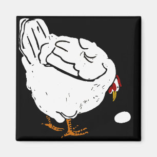 Victoriaans houtsnede boerderijdieren Kippen Magneet