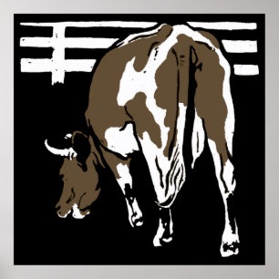 Victoriaans houtsnede boerderijdieren Koeien Poster