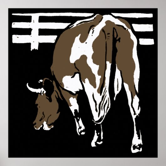 Victoriaans houtsnede boerderijdieren Koeien Poster (Voorkant)