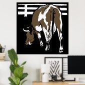 Victoriaans houtsnede boerderijdieren Koeien Poster (Thuiskantoor)