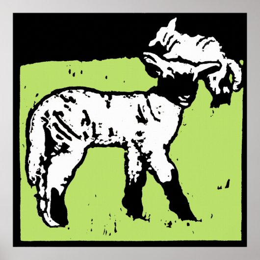 Victoriaans houtsnede boerderijdieren lammeren poster (Voorkant)