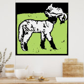 Victoriaans houtsnede boerderijdieren lammeren poster (Keuken)