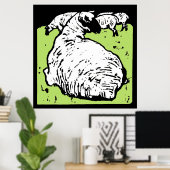 Victoriaans houtsnede boerderijdieren Schapen Poster (Thuiskantoor)