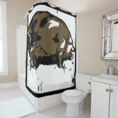 Victoriaans houtsnede boerderijdieren Varkens Douchegordijn (In situ)