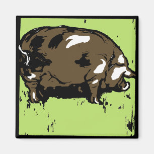 Victoriaans houtsnede boerderijdieren Varkens Magneet