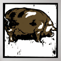 Victoriaans houtsnede boerderijdieren Varkens