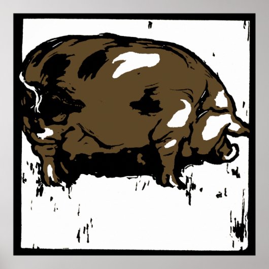 Victoriaans houtsnede boerderijdieren Varkens Poster (Voorkant)