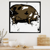 Victoriaans houtsnede boerderijdieren Varkens Poster (Keuken)