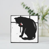 Victoriaans houtsnede boerderijdieren zwarte kat aankondiging (Staand voorkant)