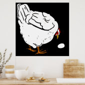 Victoriaans Houtsnede Farm Animals Chicken and Egg Poster (Keuken)