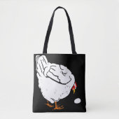 Victoriaans houtsnede kip & ei op tas (Voorkant)