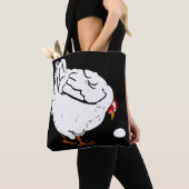 Victoriaans houtsnede kip & ei op tas (Dichtbij)