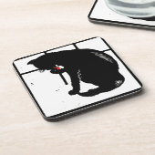 Victoriaans houtsnede kitty kat op Onderzetter (Linkerzijde)