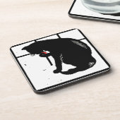 Victoriaans houtsnede kitty kat op Onderzetter (Linkerzijde)