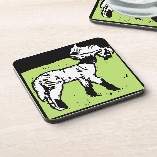 Victoriaans houtsnede lammeren op Onderzetter (Linkerzijde)