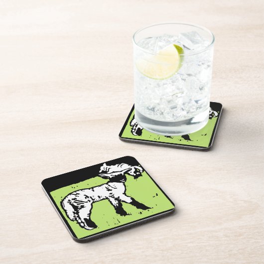 Victoriaans houtsnede lammeren op Onderzetter (Rechterzijde)