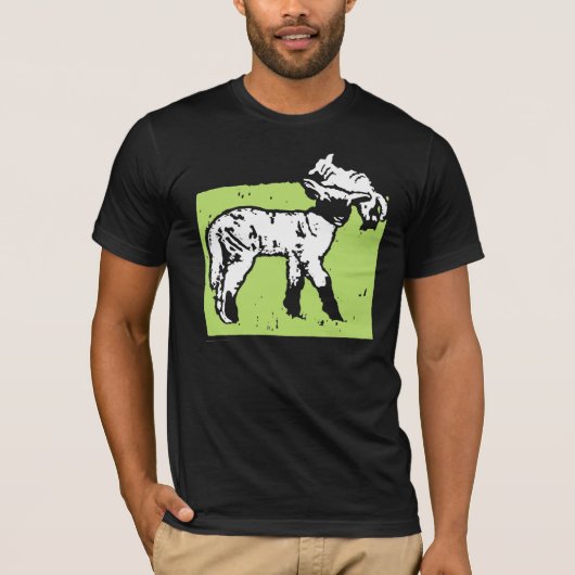 Victoriaans houtsnede lammeren op T Shirt (Voorkant)