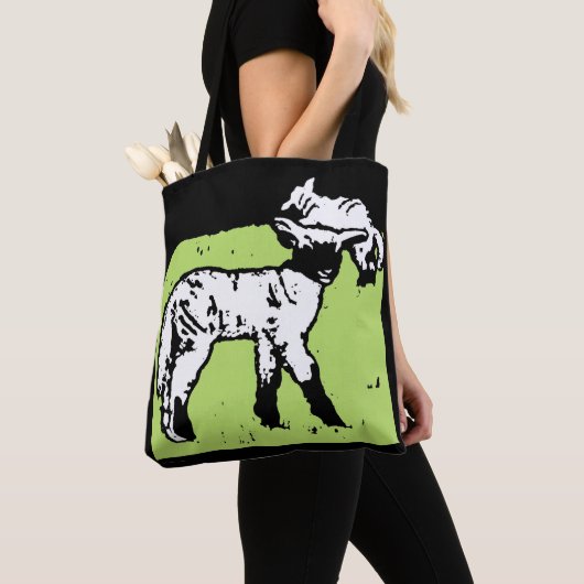 Victoriaans houtsnede lammeren op tas (Dichtbij)