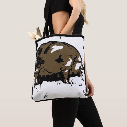 Victoriaans houtsnede varken op tas (Dichtbij)