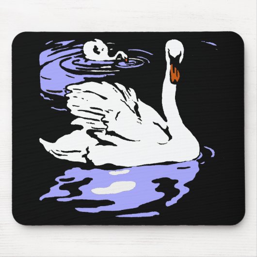 Victoriaans houtsnede zwanen mousepad muismat (Voorkant)