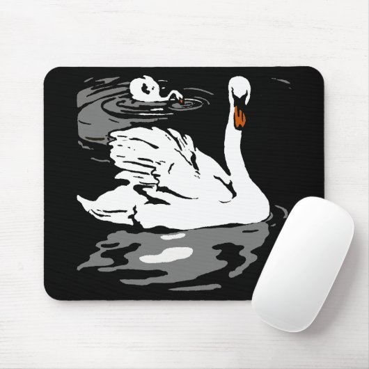 Victoriaans houtsnede zwanen mousepad muismat (Met muis)