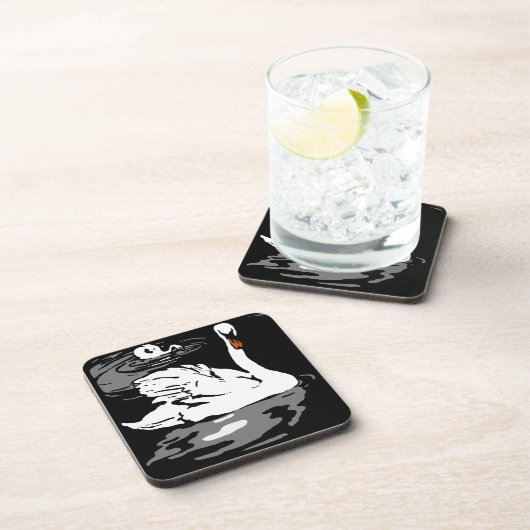 Victoriaans houtsnede zwanen op Onderzetter (Rechterzijde)