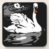 Victoriaans houtsnede zwanen op Onderzetter (Voorkant)