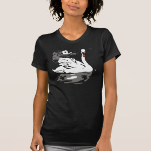 Victoriaans houtsnede zwanen op T Shirt