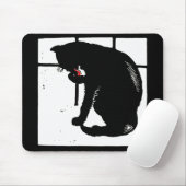 Victoriaans houtsnede zwarte kat mousepad muismat (Met muis)